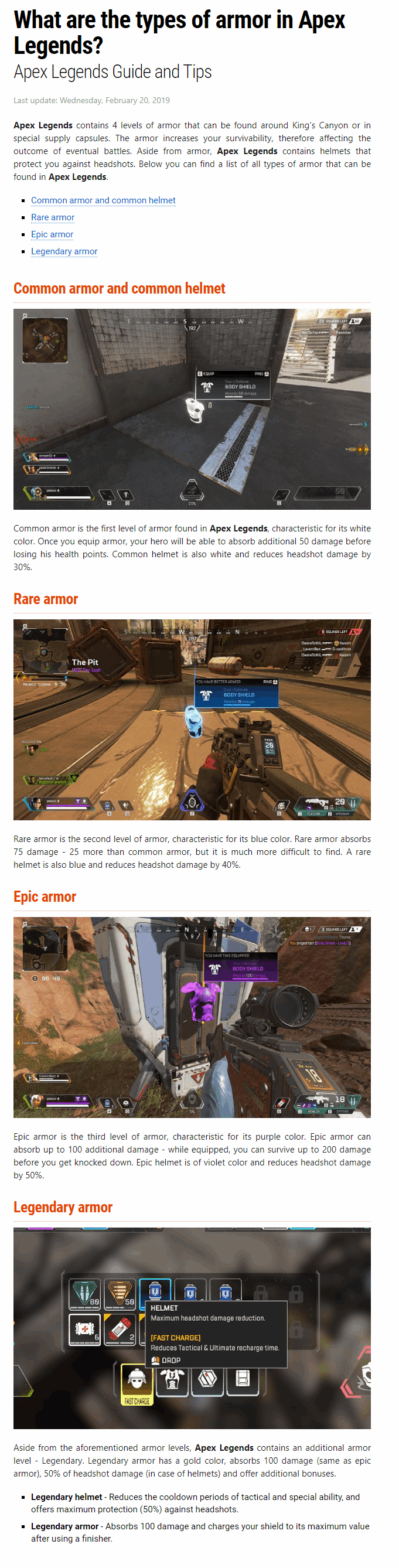 What are the types of armor?