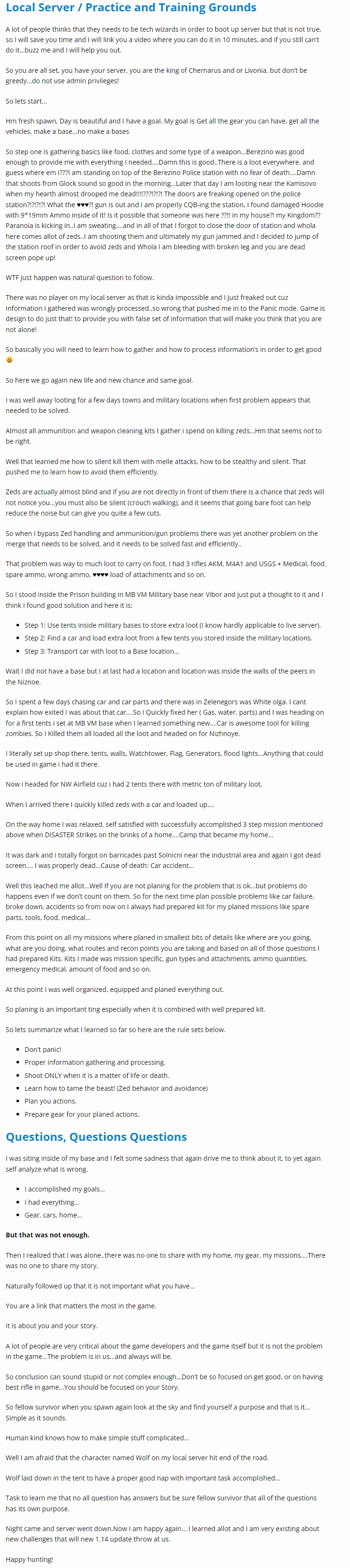 Local Server / Practice and Training Grounds