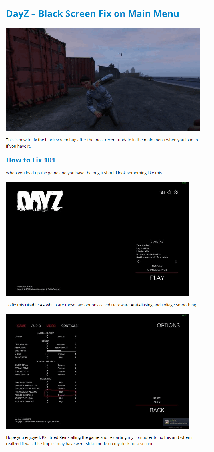 Black Screen Fix on Main Menu