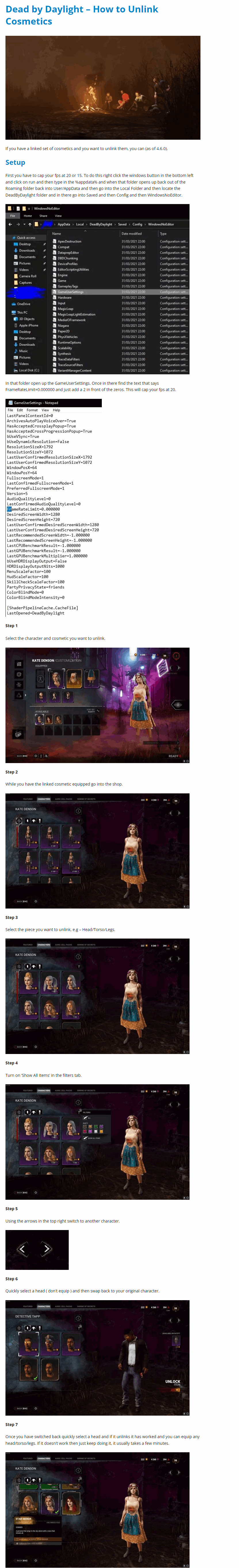 How to Unlink Cosmetics