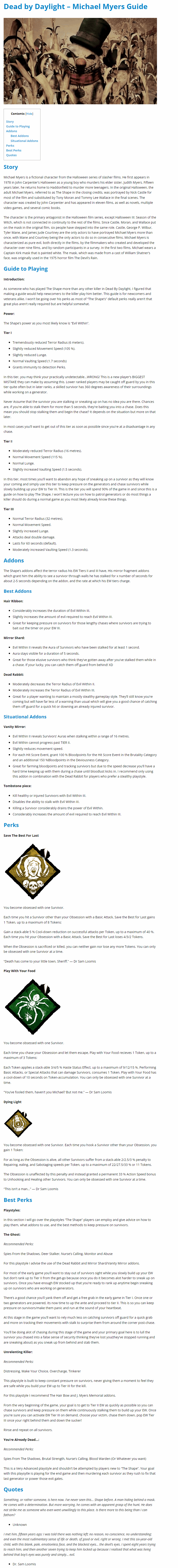Michael Myers Guide
