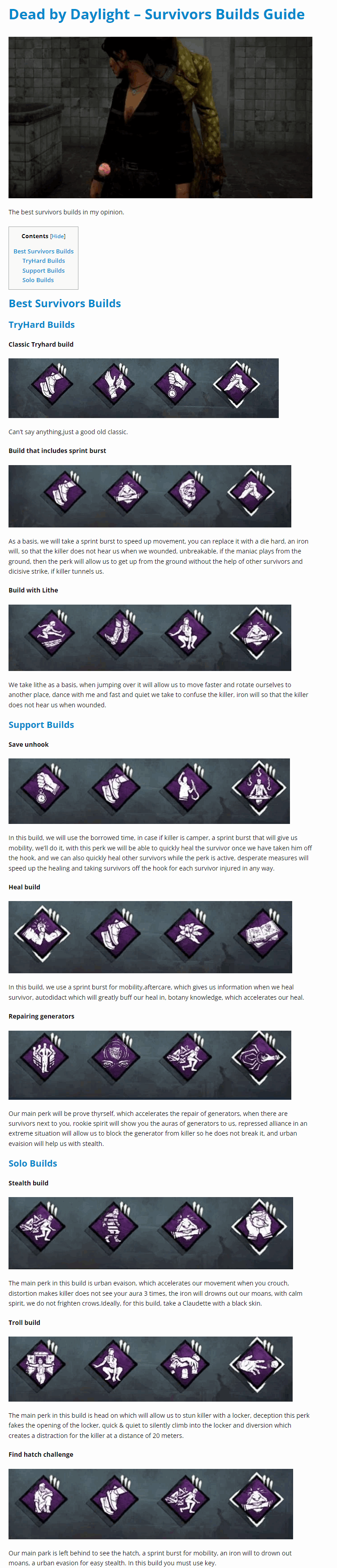 Survivors Builds Guide