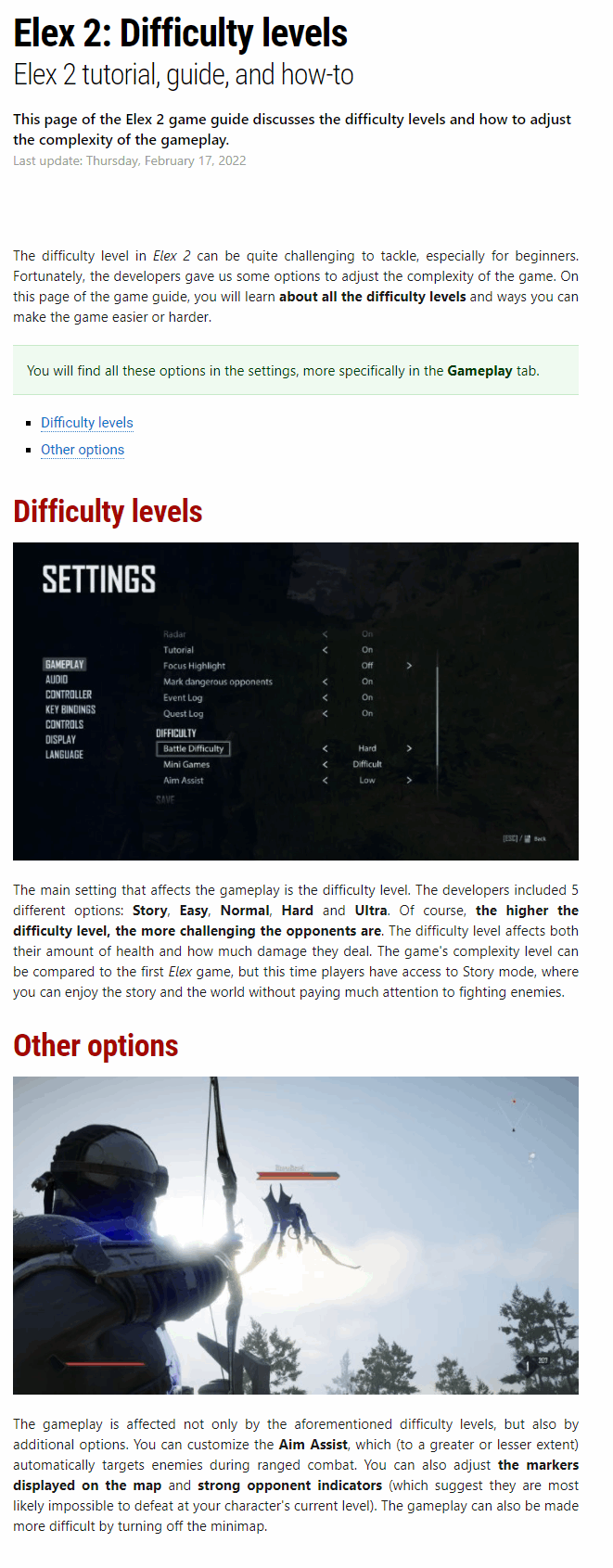 Difficulty levels