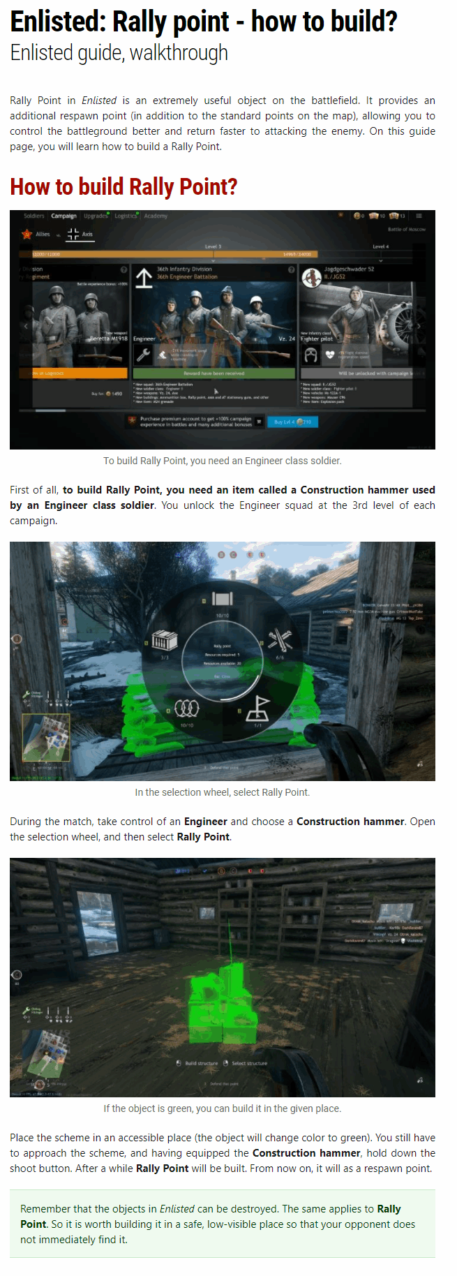 Rally point - how to build?