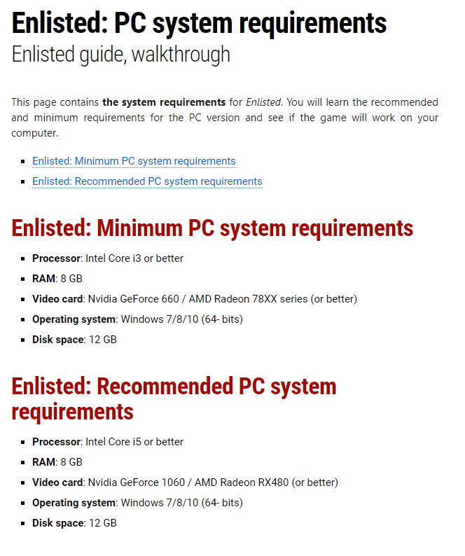 System requirements