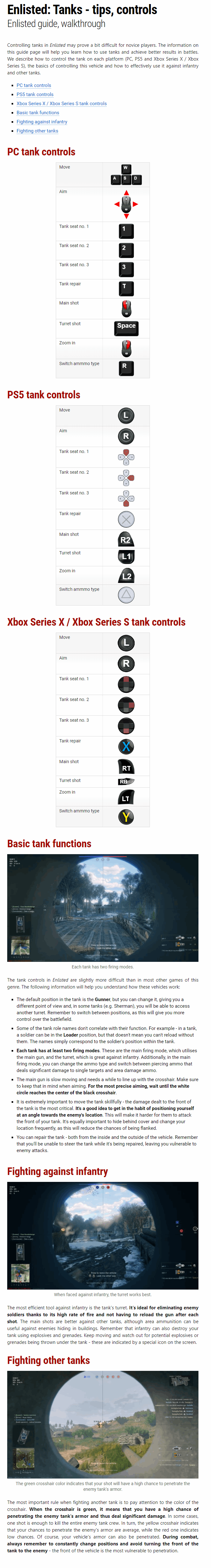 Tanks - tips, controls