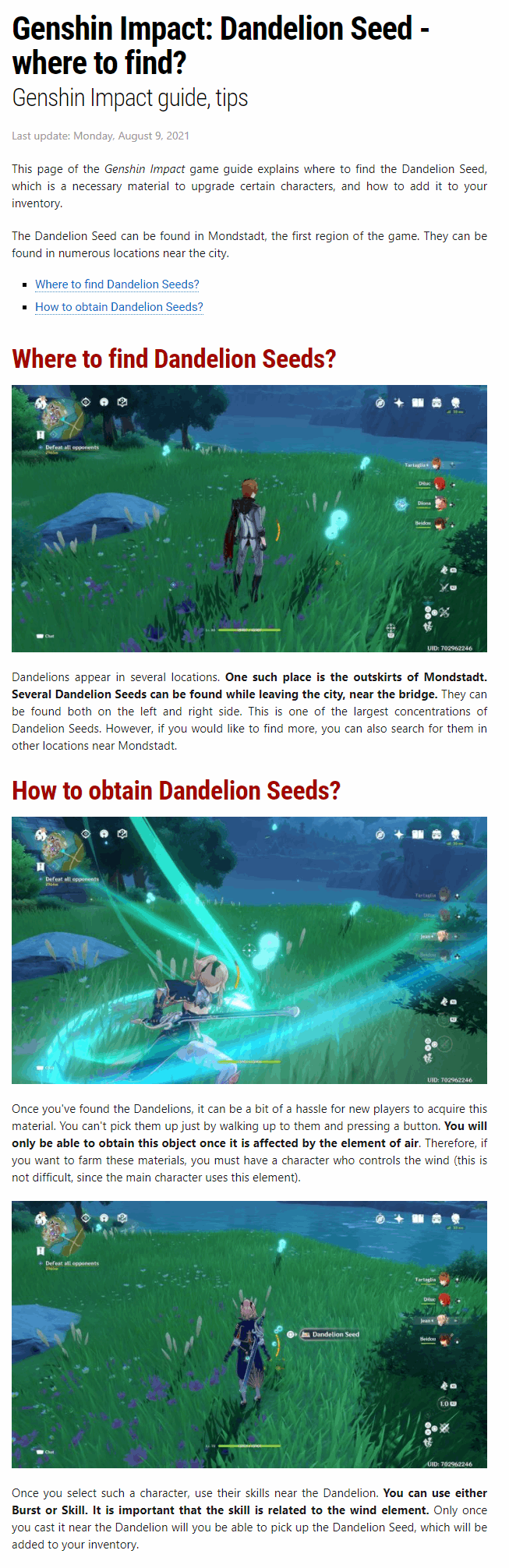 Dandelion Seed - where to find?