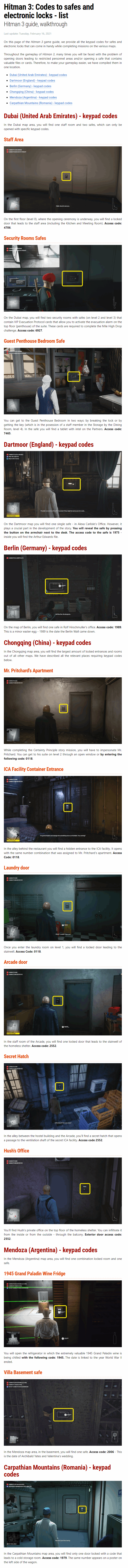 Codes to safes and locks