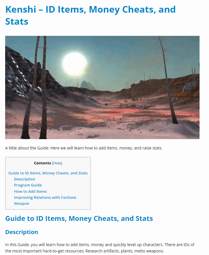 ID Items, Money Cheats, and Stats