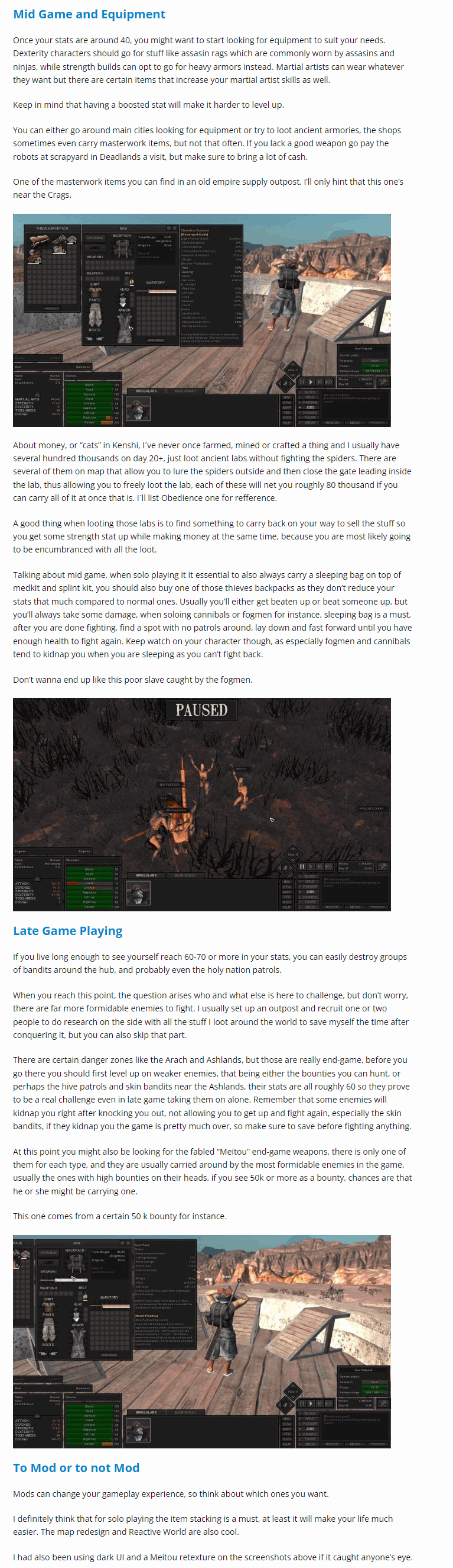 Mid Game and Equipment