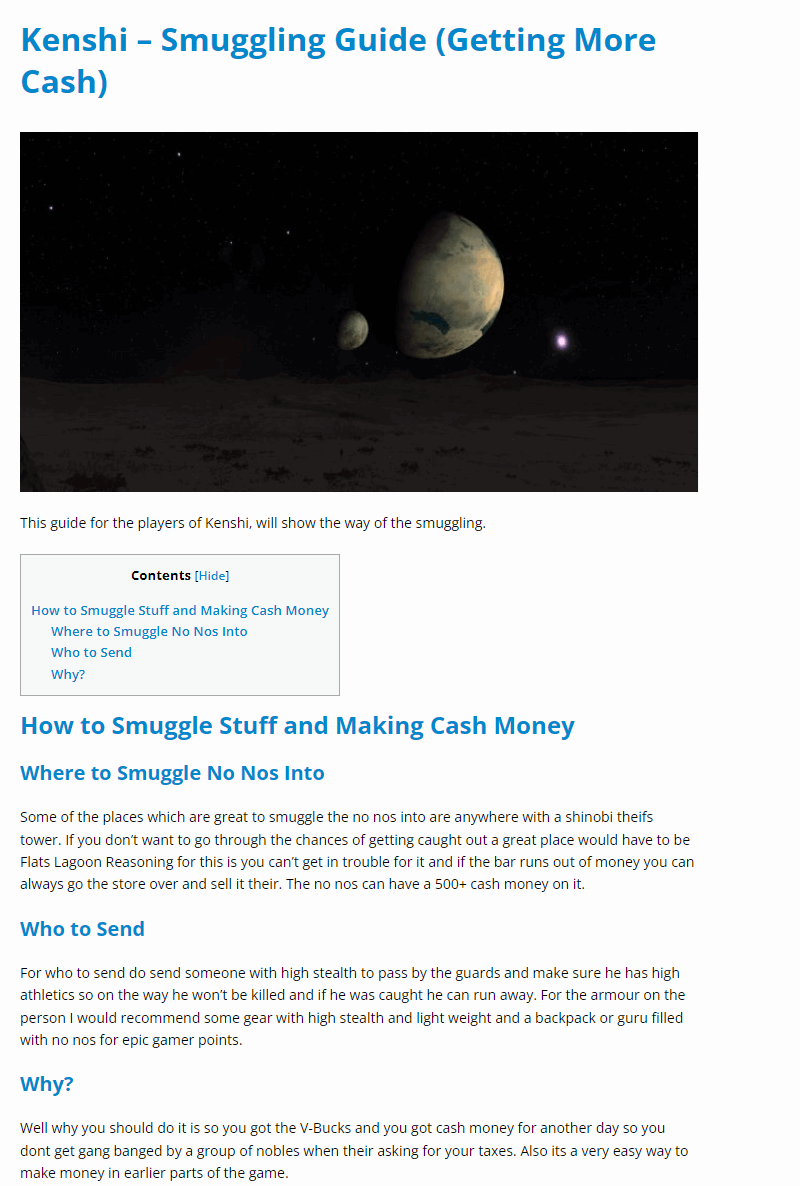 Smuggling Guide (Getting More Cash)