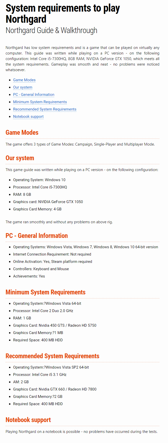 System requirements