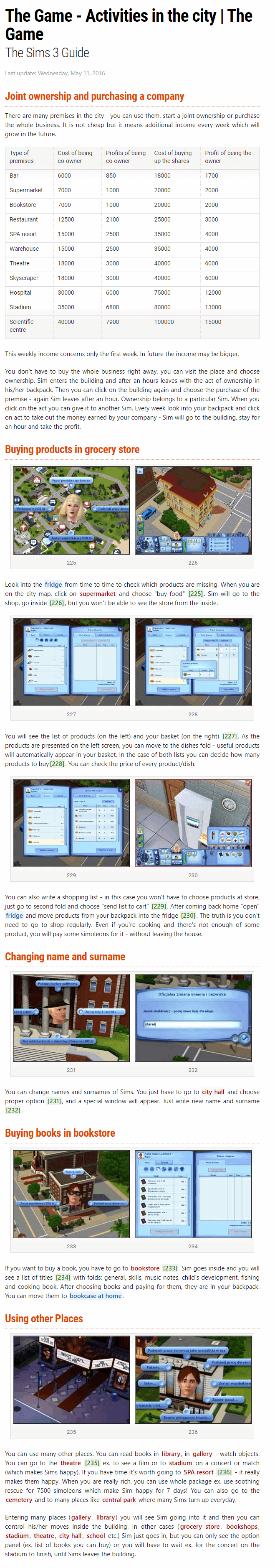 Activities in the city